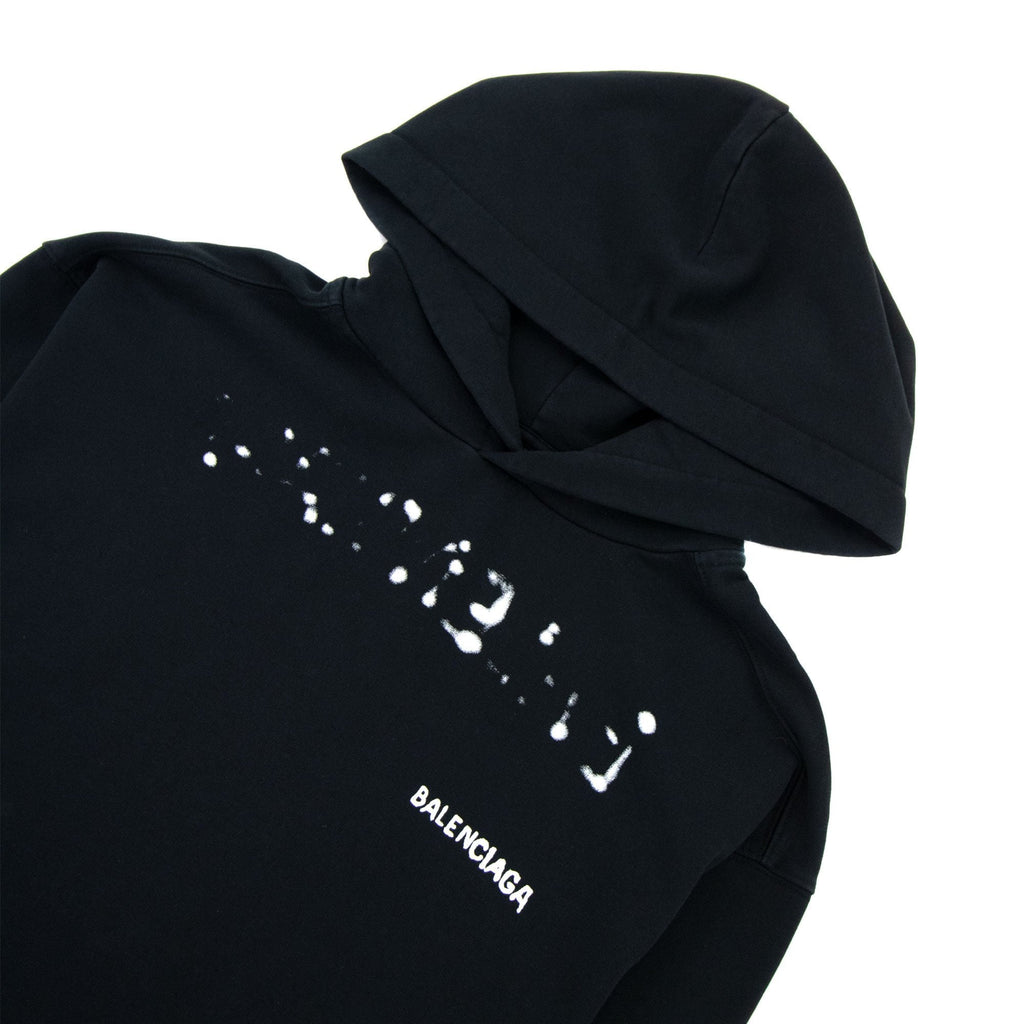 Balenciaga Hand Drawn Logo Hoodied Sweatshirt Black 1070
