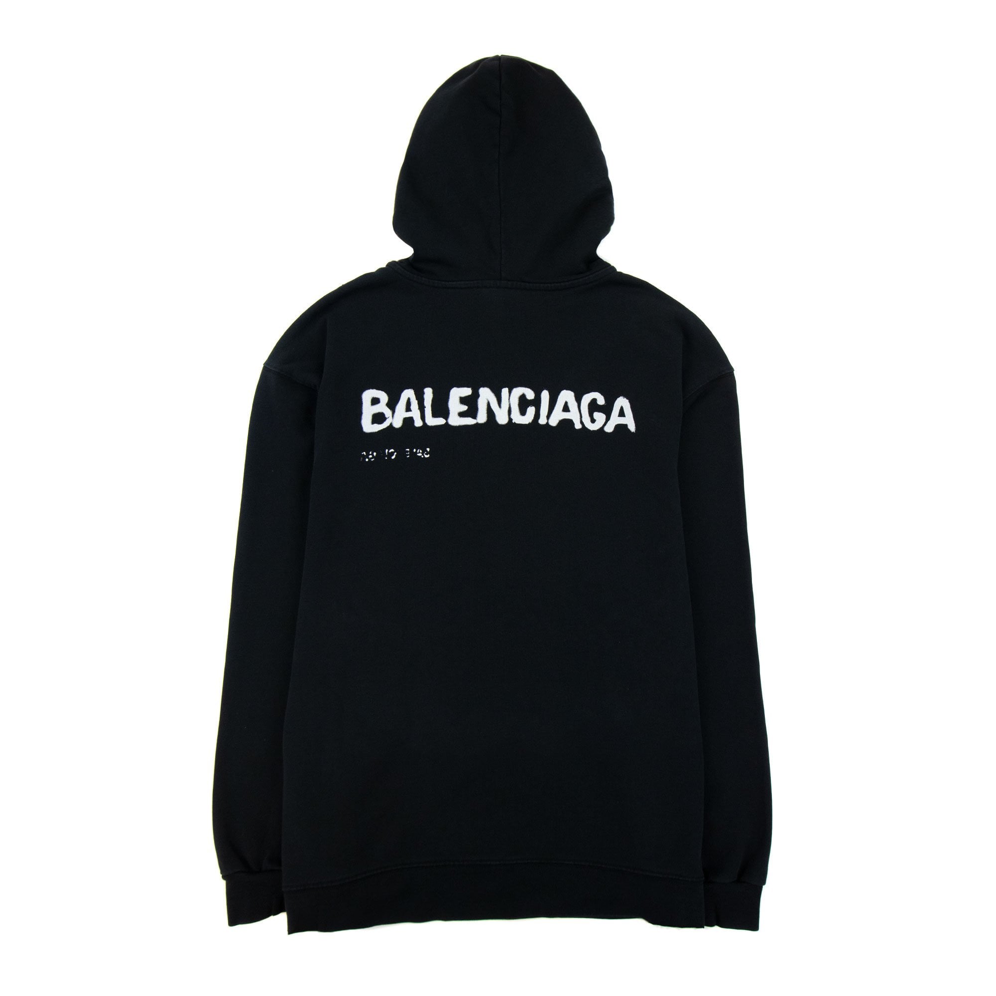 Balenciaga Hand Drawn Logo Hoodied Sweatshirt Black 1070