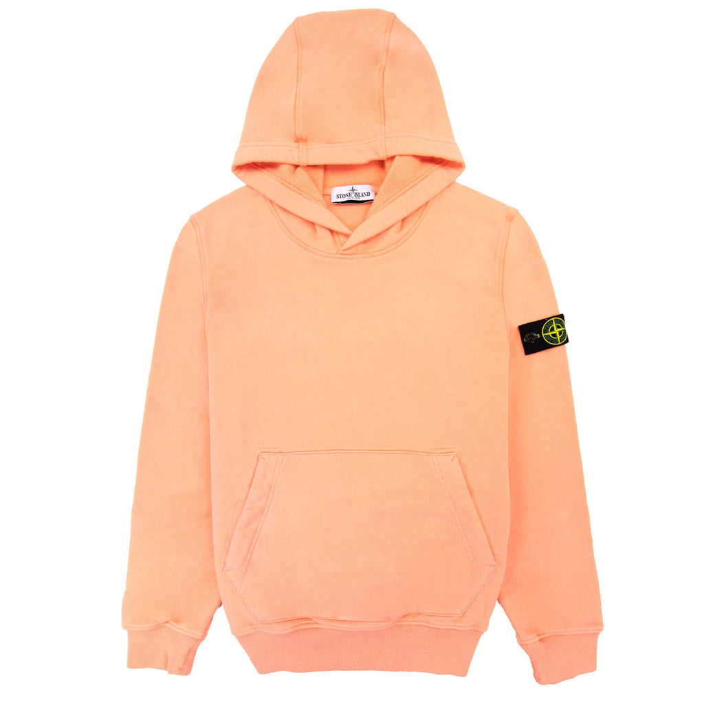 Stone Island Junior Arm Badge Hooded Sweatshirt Salmon V0081