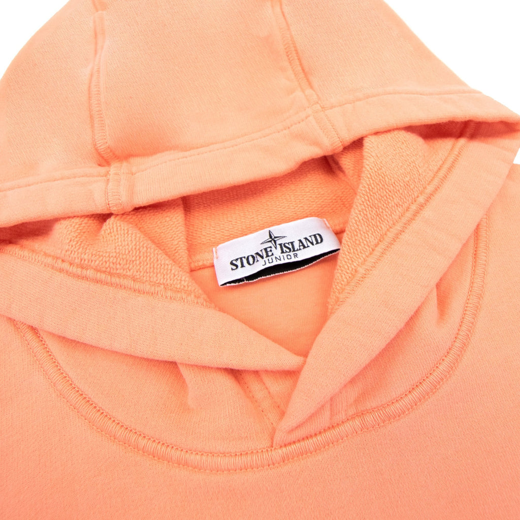 Stone Island Junior Arm Badge Hooded Sweatshirt Salmon V0081