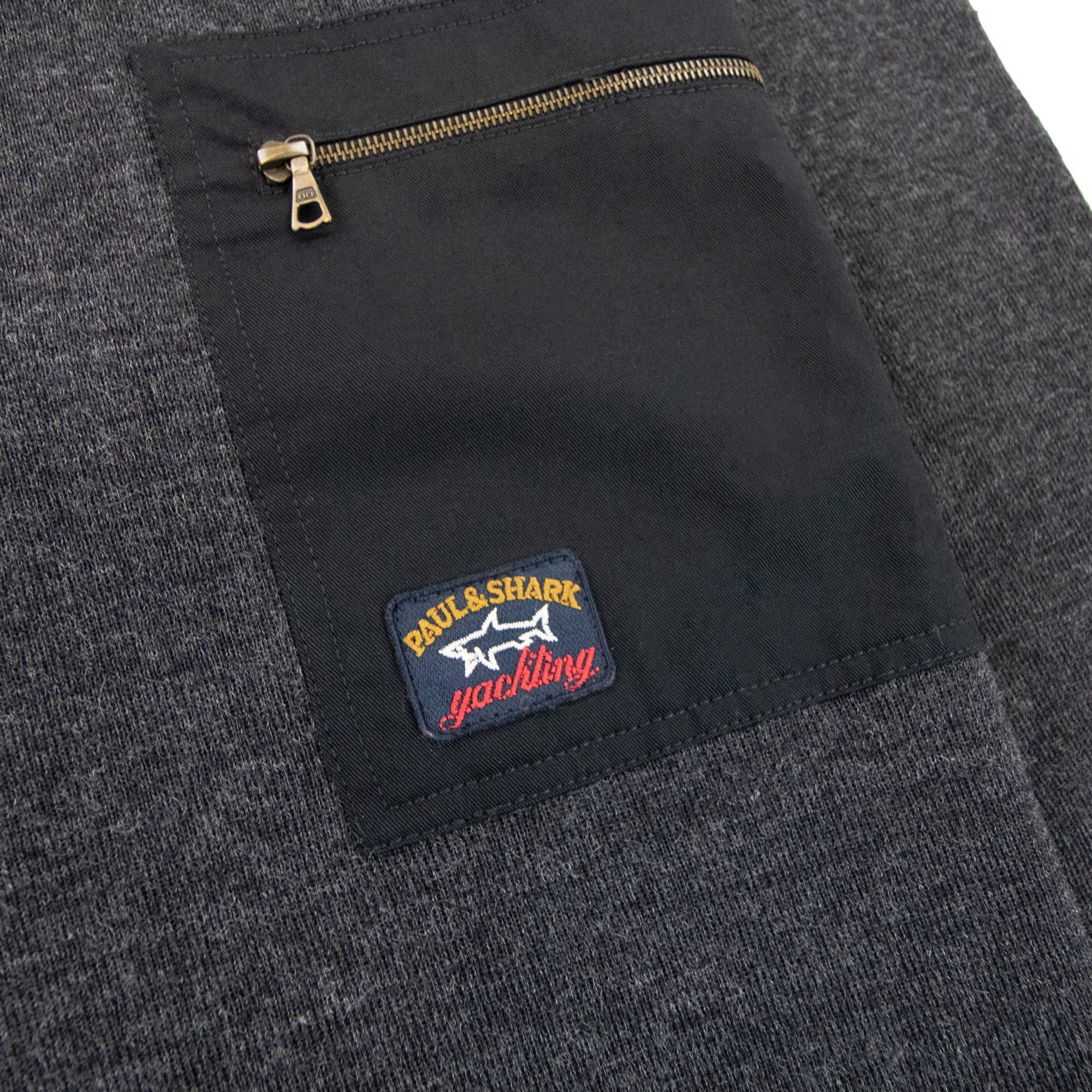 Paul And Shark Chest Zip Pocket Knitted Sweatshirt Dark Grey