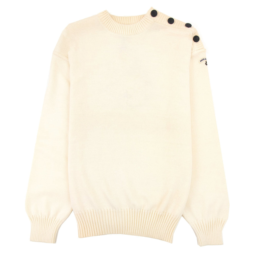 Paul And Shark Shoulder Button Detail Crew Neck Sweatshirt Cream 015