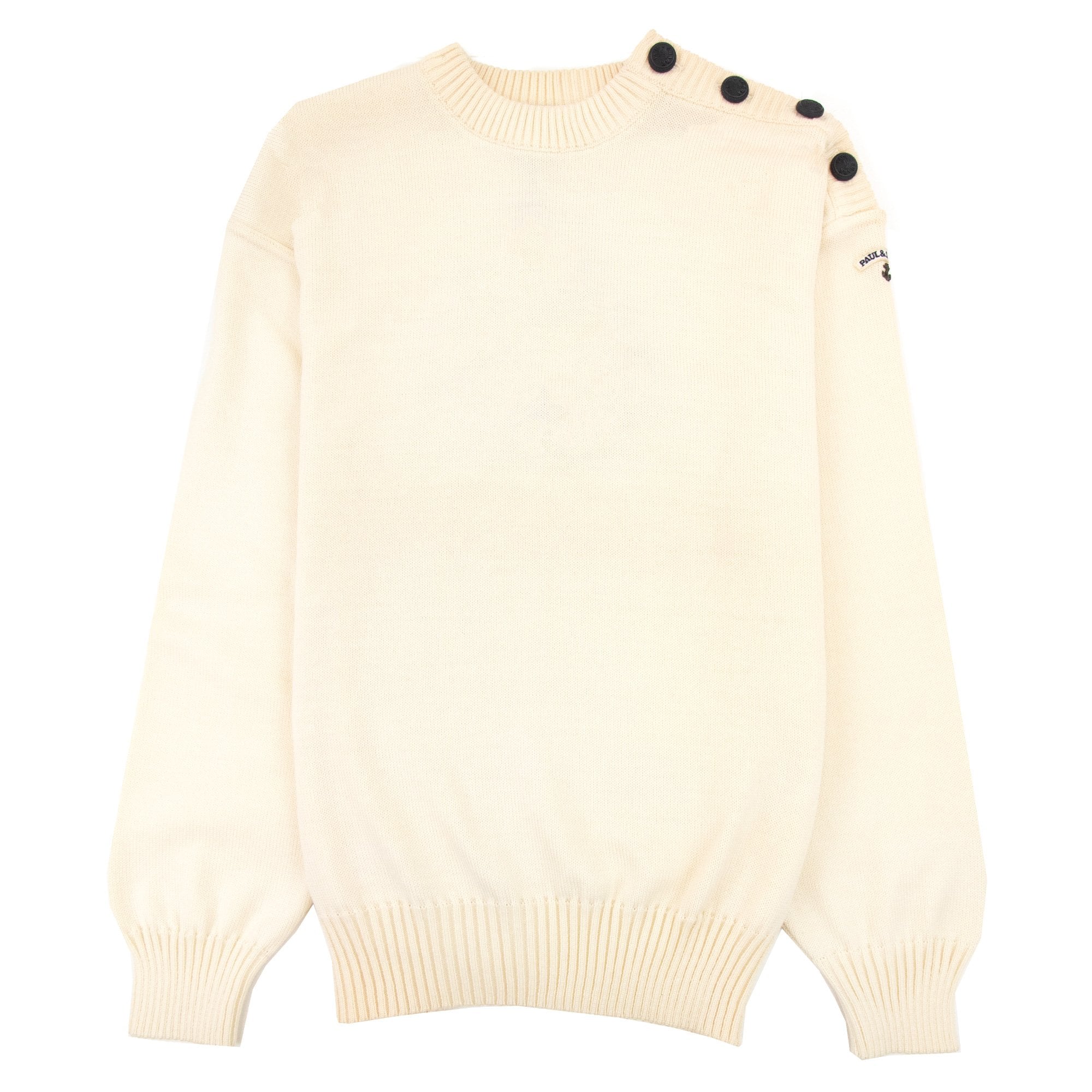 Paul And Shark Shoulder Button Detail Crew Neck Sweatshirt Cream 015