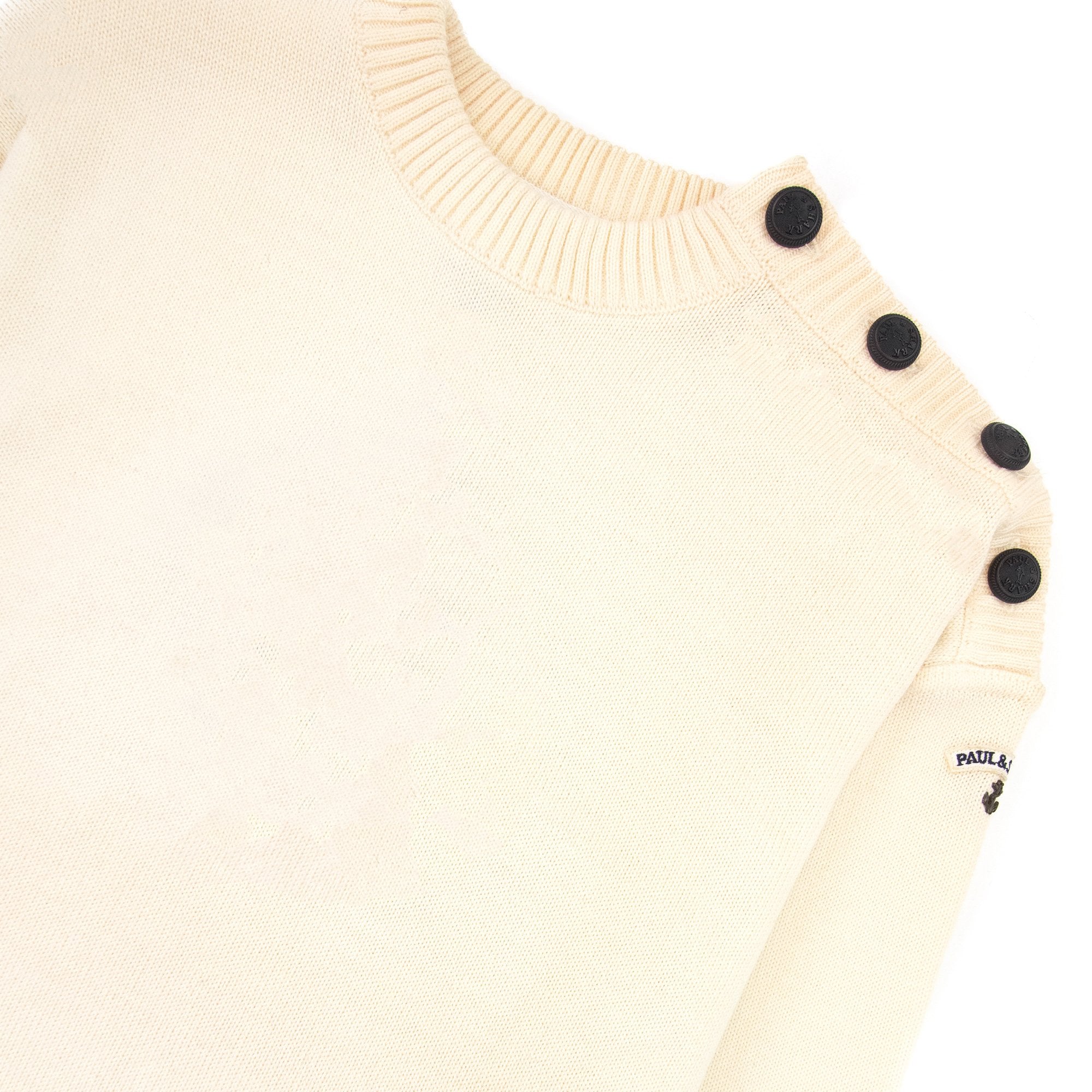 Paul And Shark Shoulder Button Detail Crew Neck Sweatshirt Cream 015