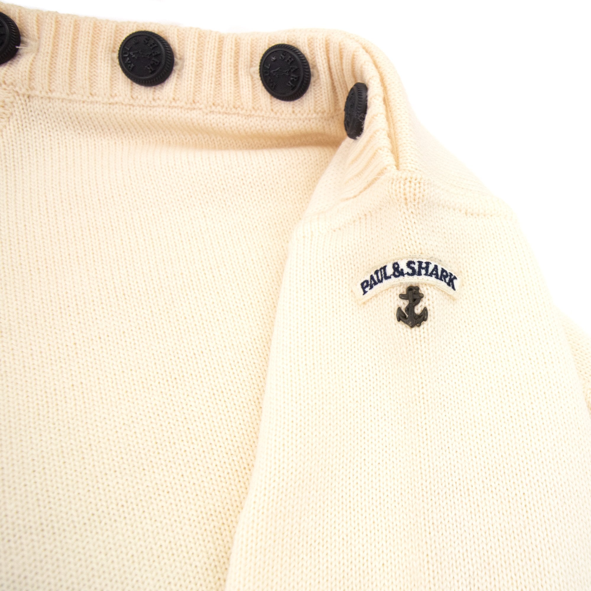 Paul And Shark Shoulder Button Detail Crew Neck Sweatshirt Cream 015