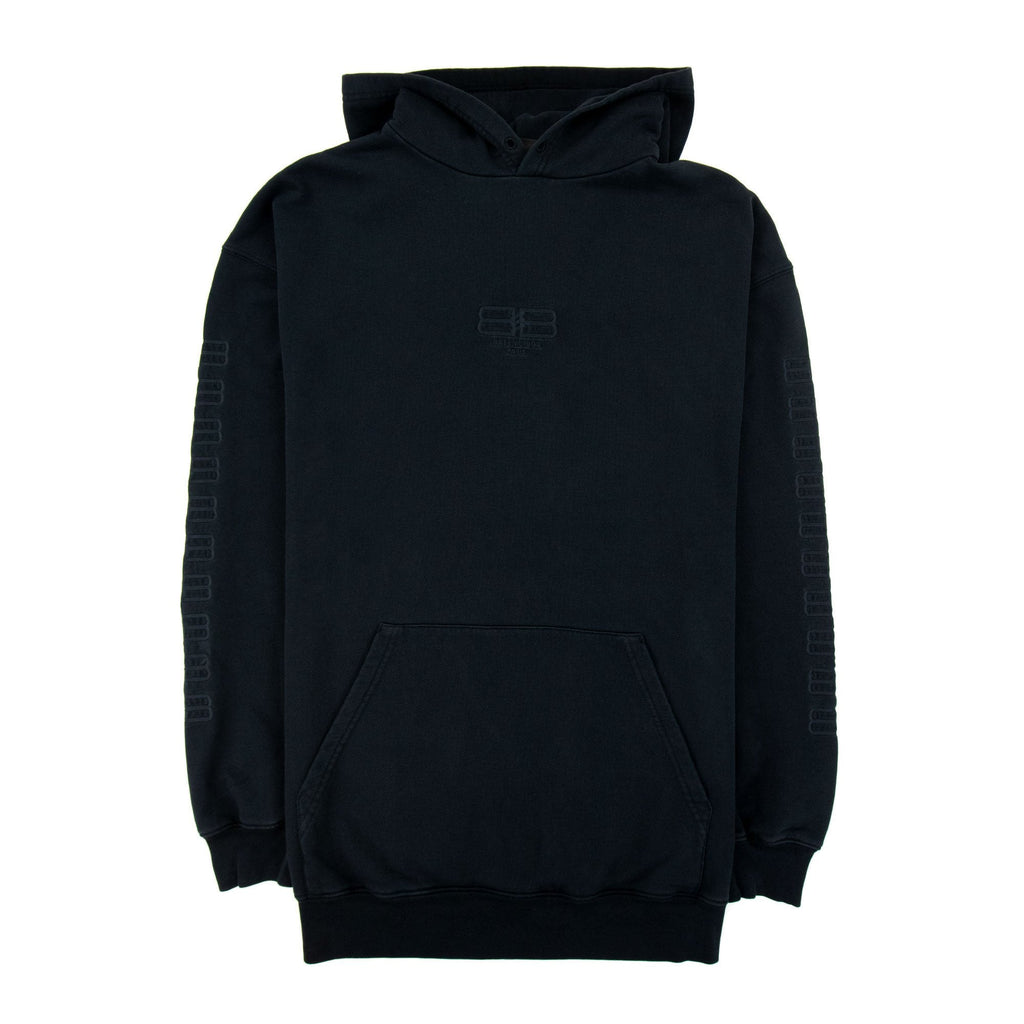 Balenciaga Bb Embroidered Logo Hoodied Sweat Dark Navy