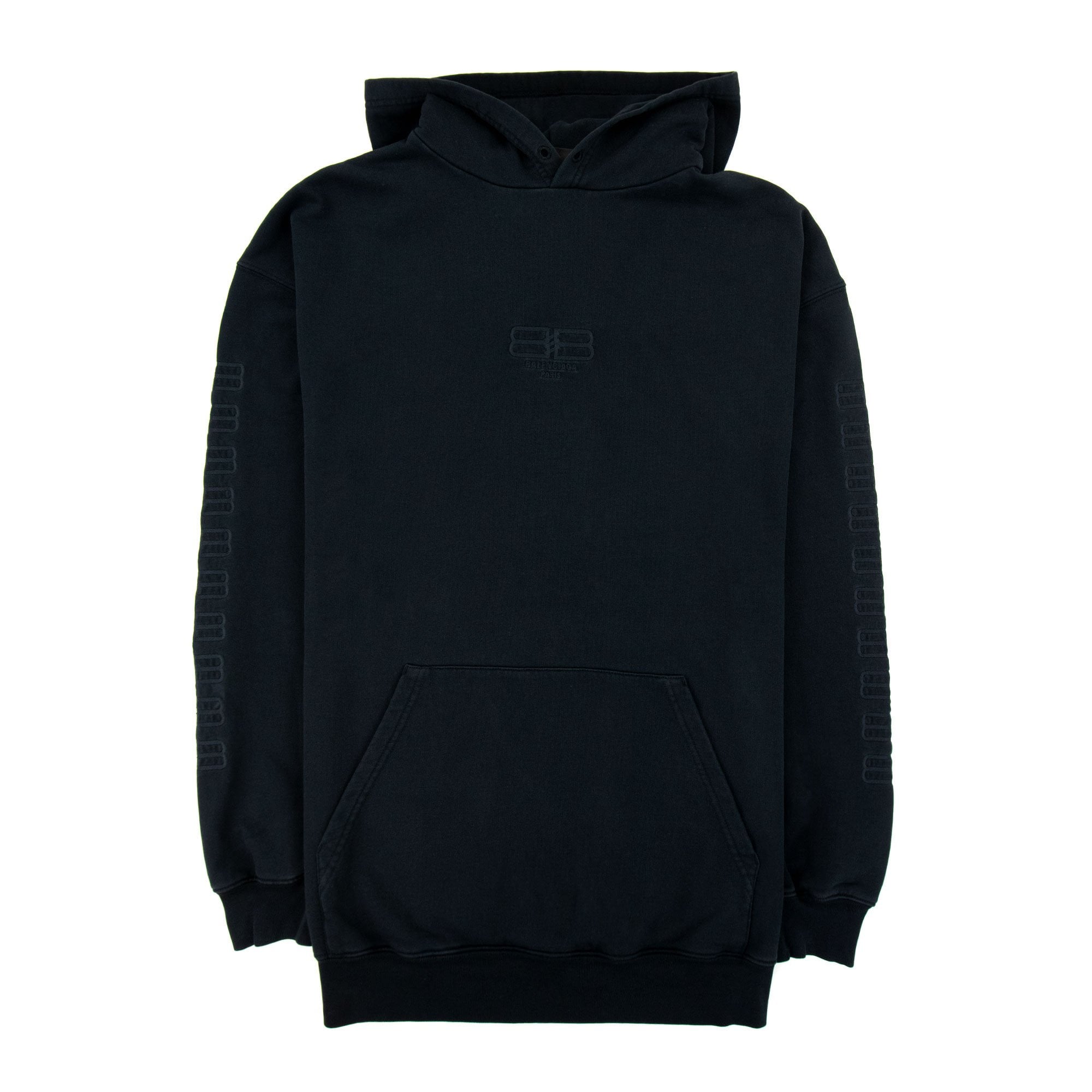 Balenciaga Bb Embroidered Logo Hoodied Sweat Dark Navy