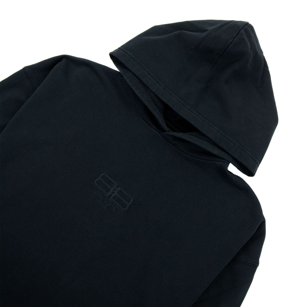Balenciaga Bb Embroidered Logo Hoodied Sweat Dark Navy