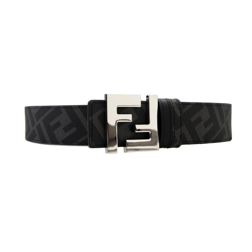 Fendi Ff Squared Reversible Belt Nero+palladio