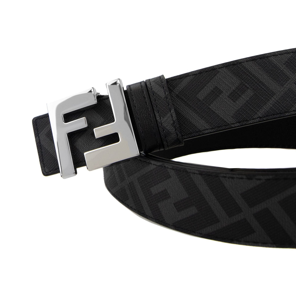 Fendi Ff Squared Reversible Belt Nero+palladio