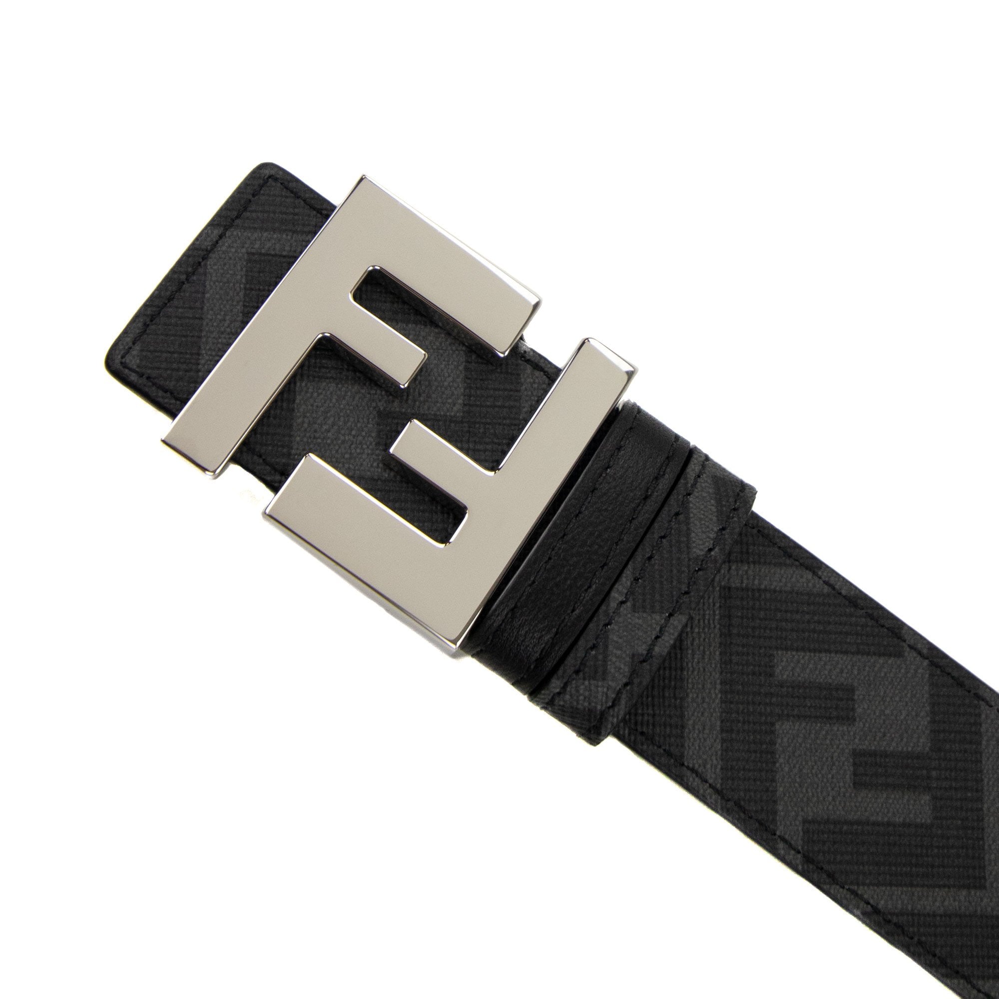 Fendi Ff Squared Reversible Belt Nero+palladio