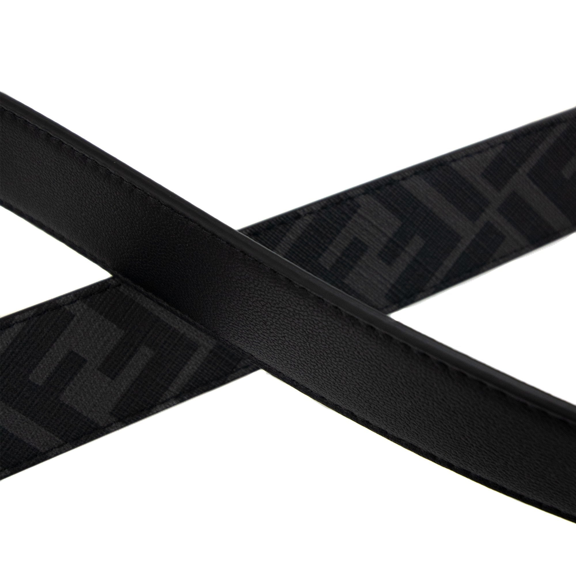 Fendi Ff Squared Reversible Belt Nero+palladio