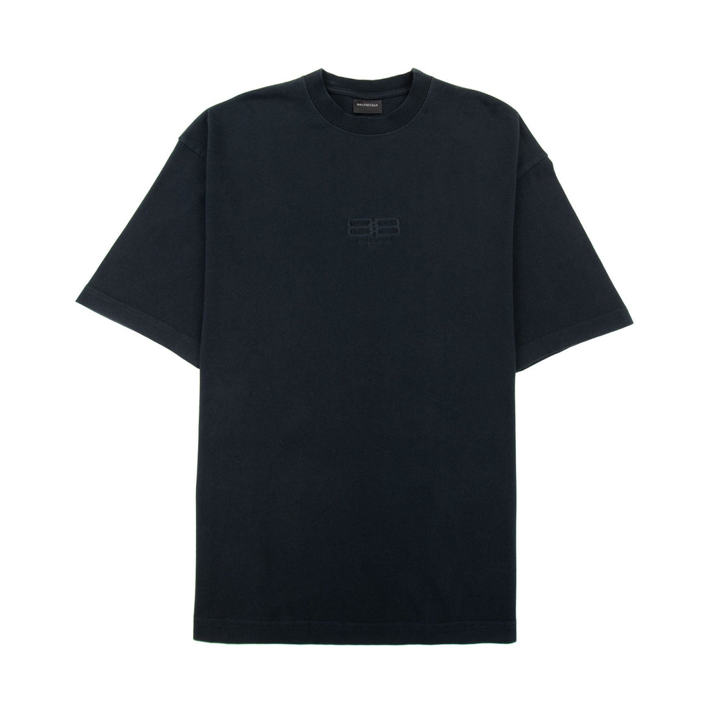Balenciaga Bb Embroidered Logo T Shirt Dark Navy