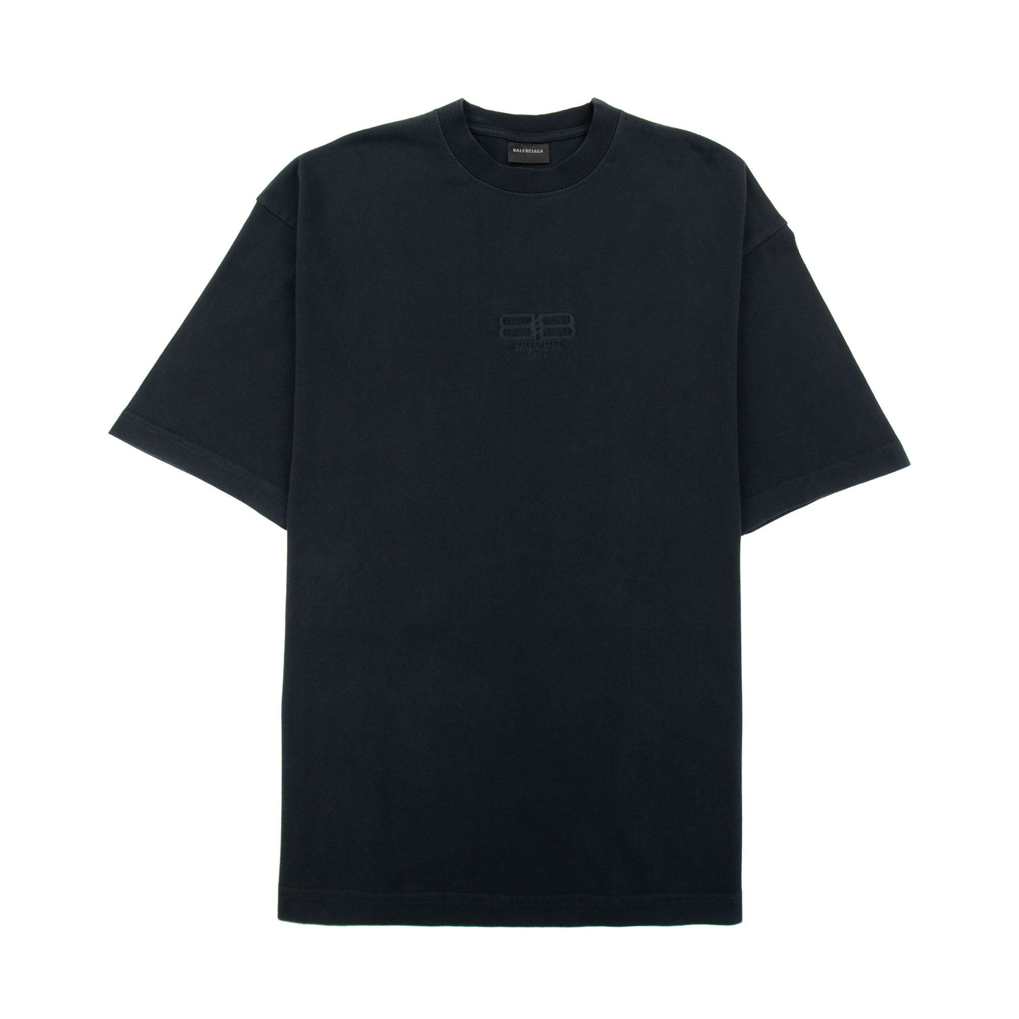 Balenciaga Bb Embroidered Logo T Shirt Dark Navy