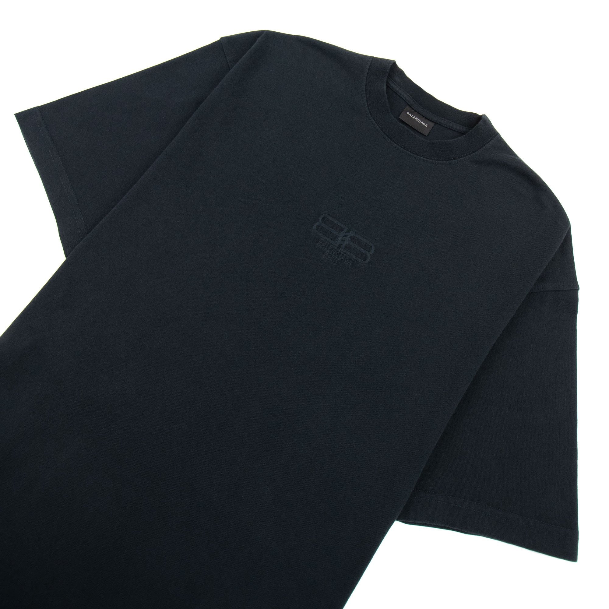 Balenciaga Bb Embroidered Logo T Shirt Dark Navy