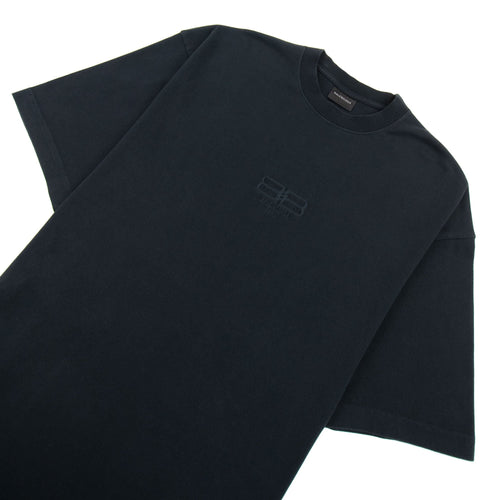 Balenciaga Bb Embroidered Logo T Shirt Dark Navy