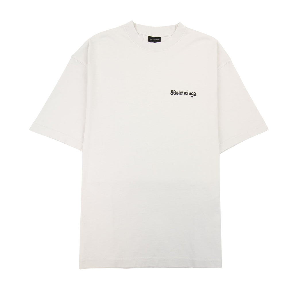 Balenciaga Painted Logo T Shirt White 9081