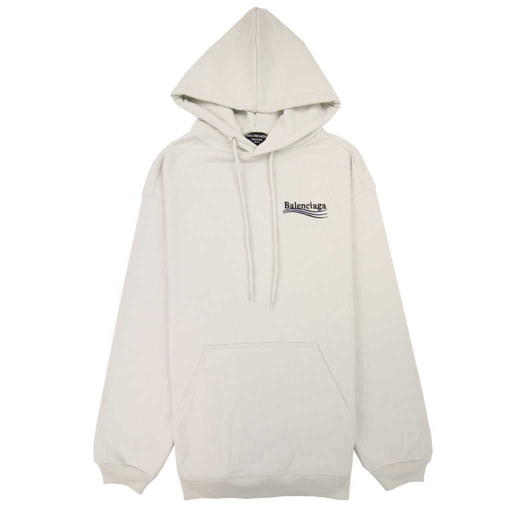 Balenciaga Logo Print Hoodied Sweatshirt White 9084