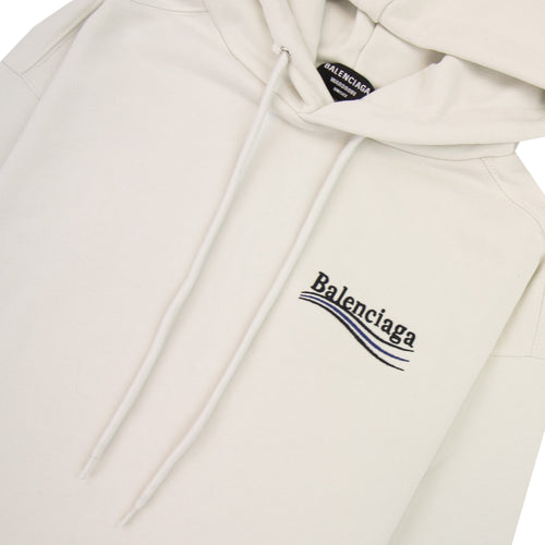 Balenciaga Logo Print Hoodied Sweatshirt White 9084
