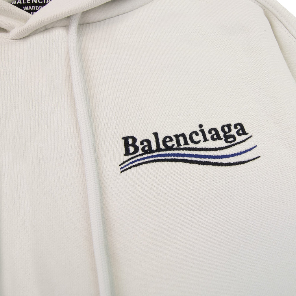 Balenciaga Logo Print Hoodied Sweatshirt White 9084
