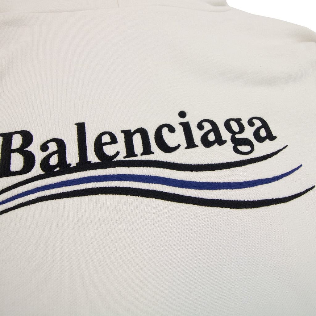 Balenciaga Logo Print Hoodied Sweatshirt White 9084