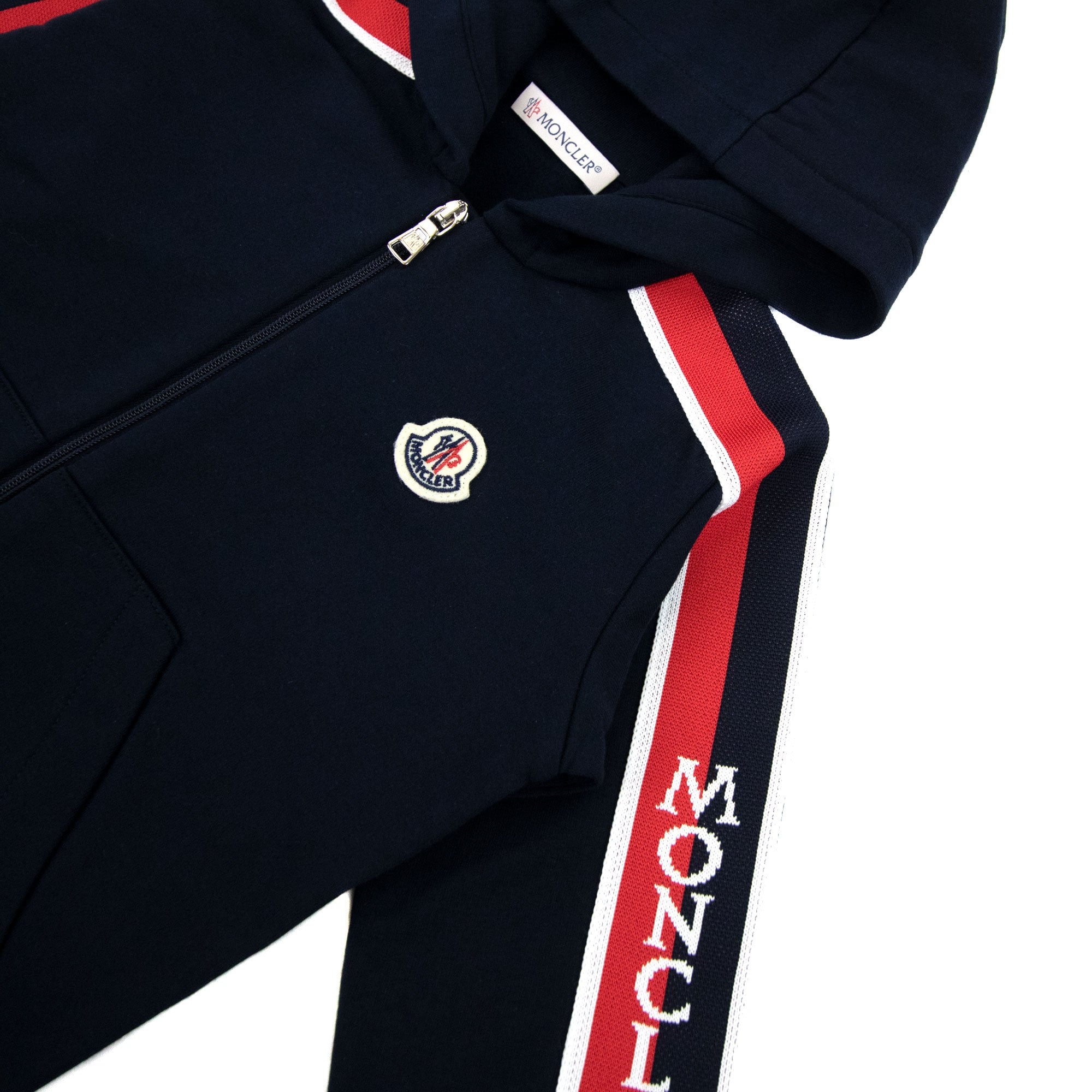 Moncler Junior Tricolour Fleece Hoodie Night Blue 778