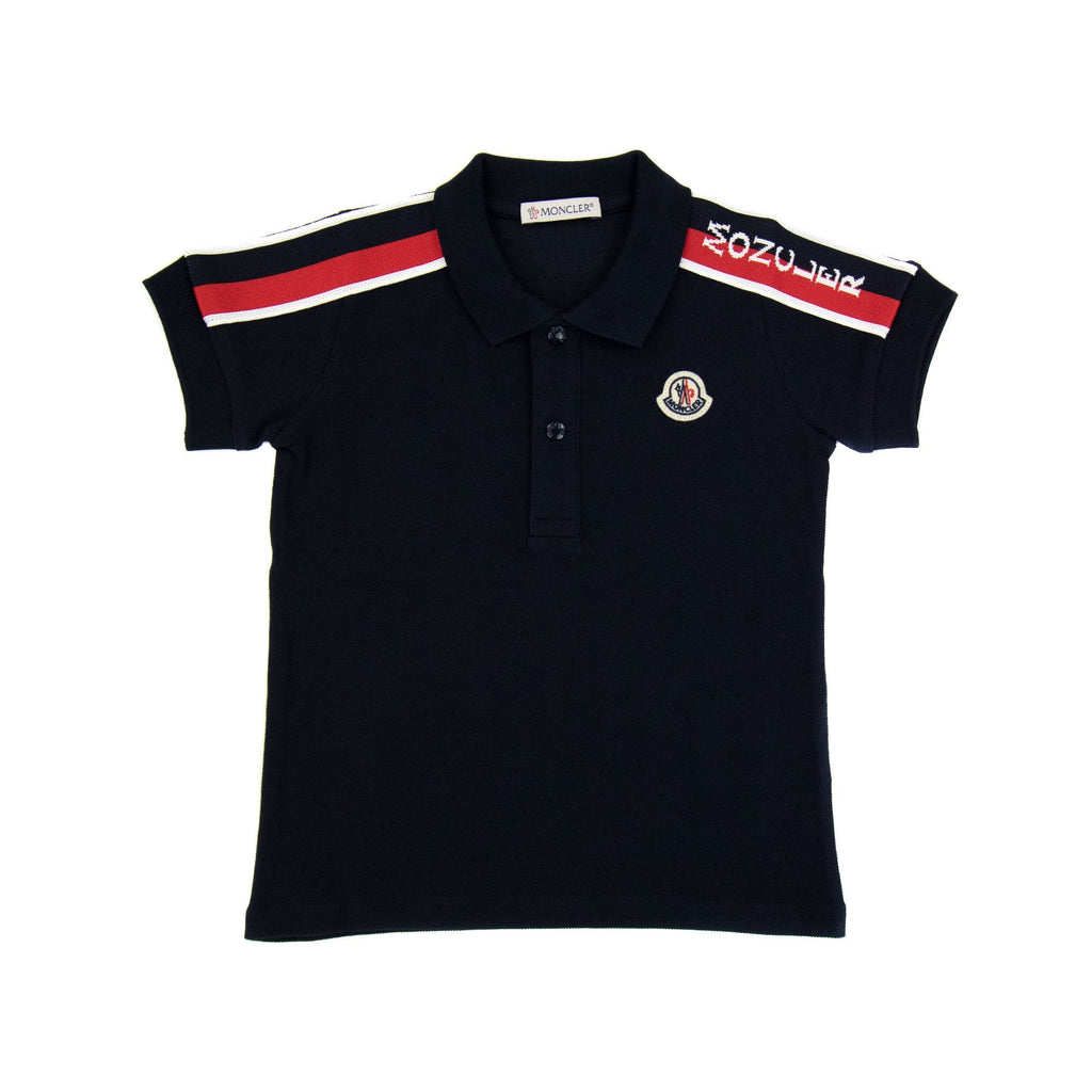 Moncler Junior Tricolour Logo Polo Night Blue 778