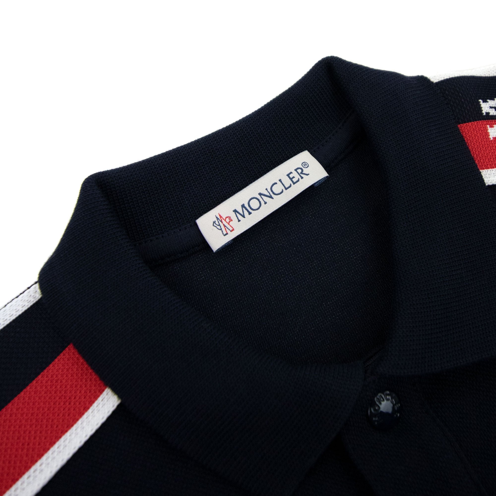 Moncler Junior Tricolour Logo Polo Night Blue 778