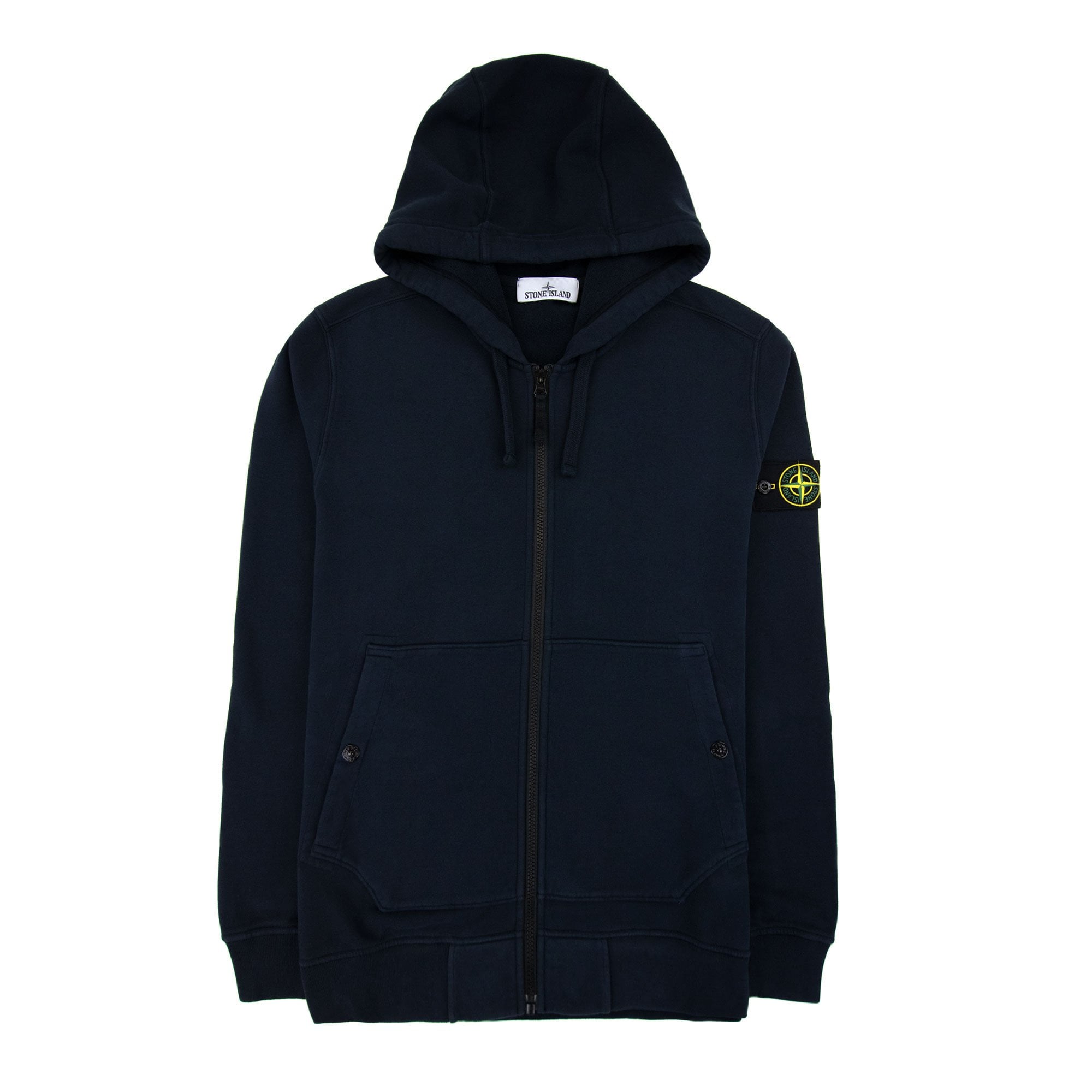 Stone Island 61620 Open Zip Up Hooded Sweatshirt Navy V0020