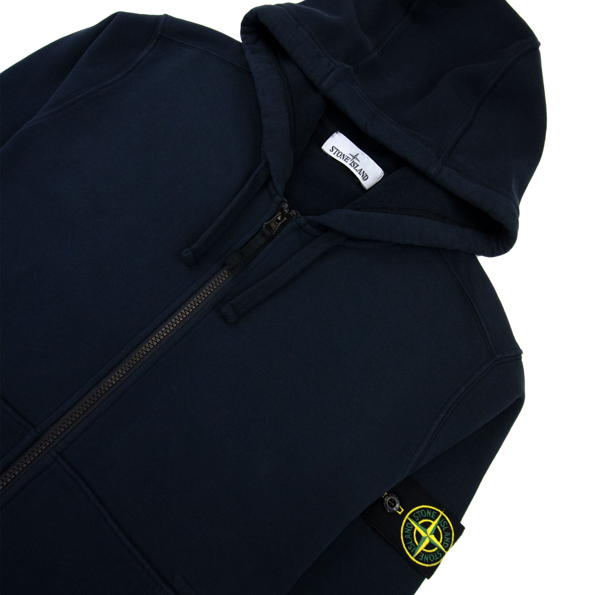 Stone Island 61620 Open Zip Up Hooded Sweatshirt Navy V0020