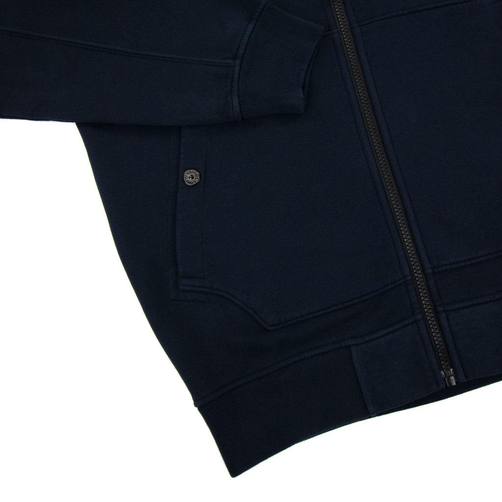 Stone Island 61620 Open Zip Up Hooded Sweatshirt Navy V0020