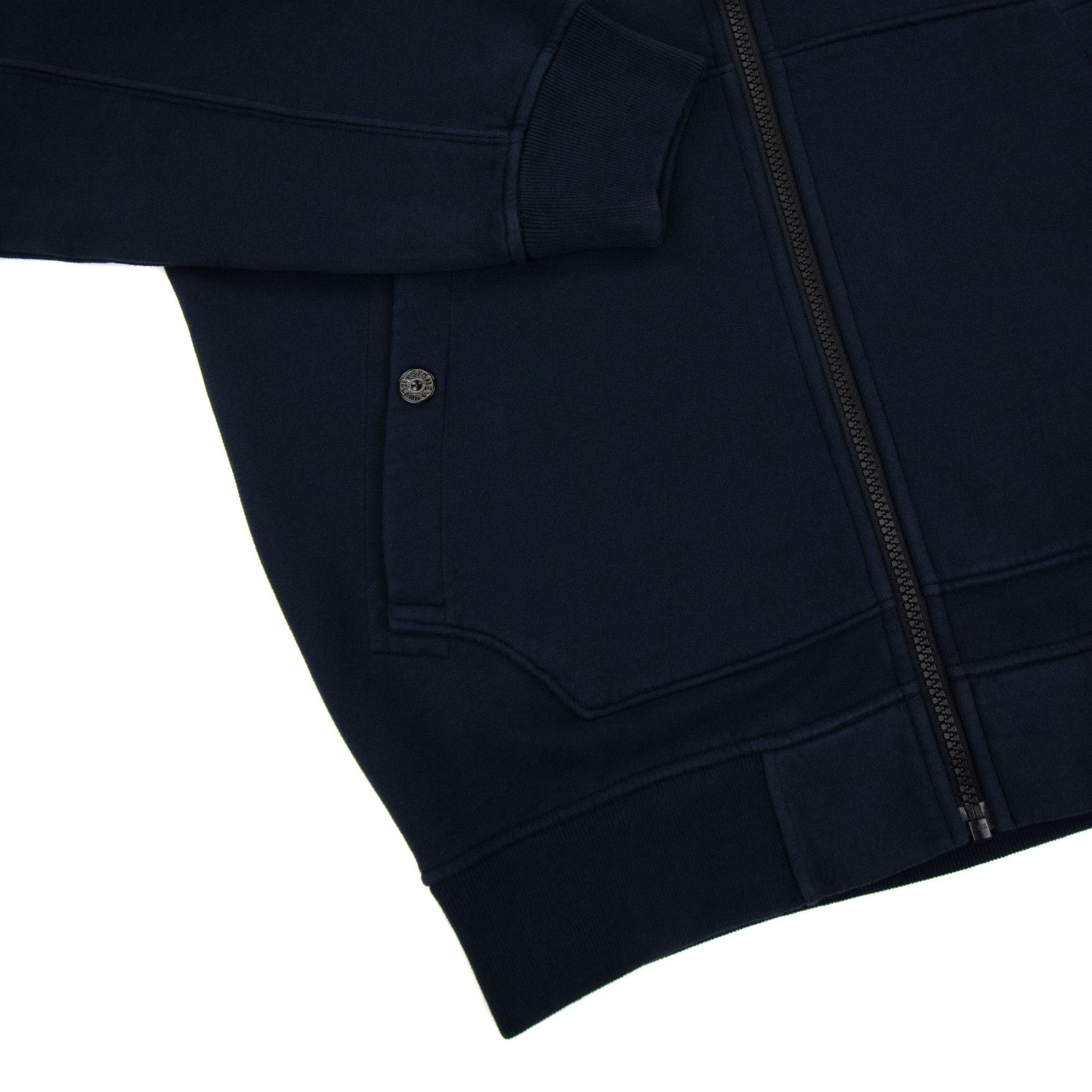 Stone Island 61620 Open Zip Up Hooded Sweatshirt Navy V0020