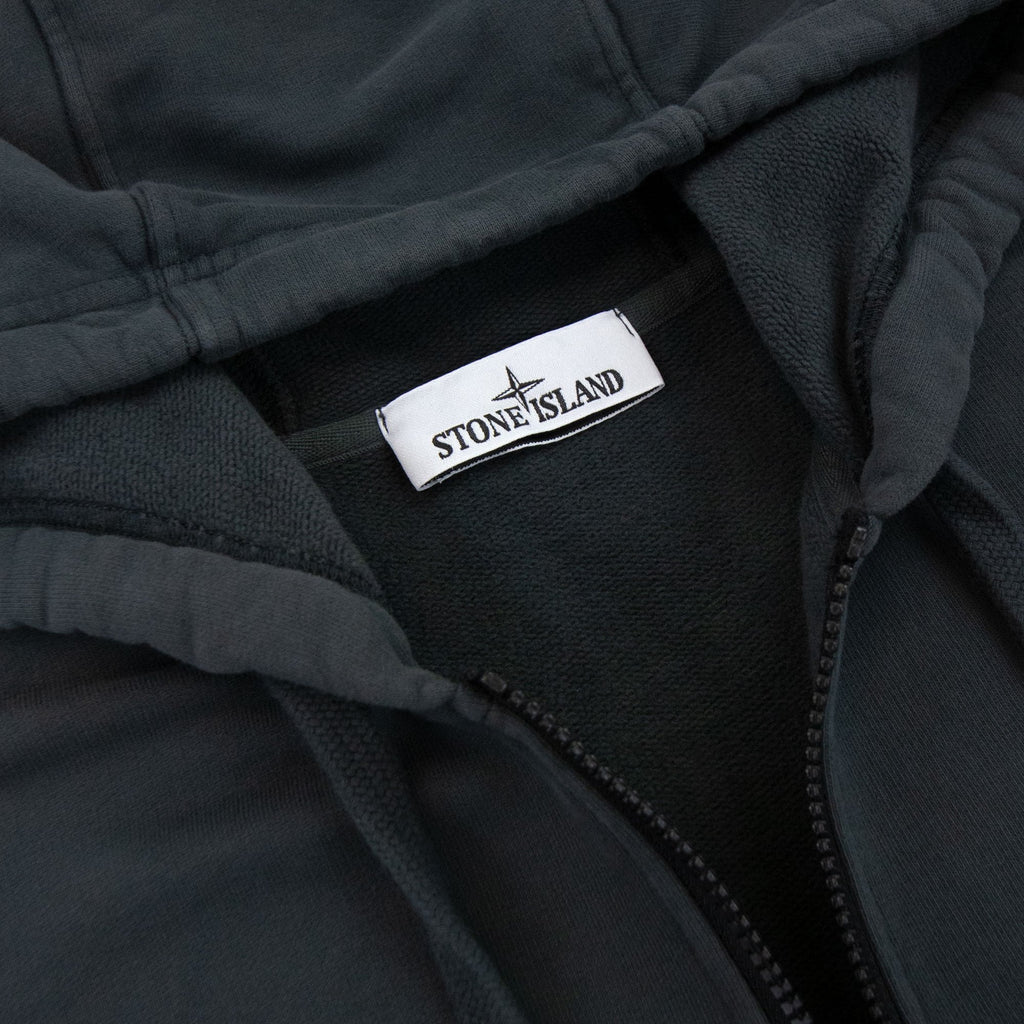 Stone Island 61620 Open Zip Up Hooded Sweatshirt Dark Grey V0062