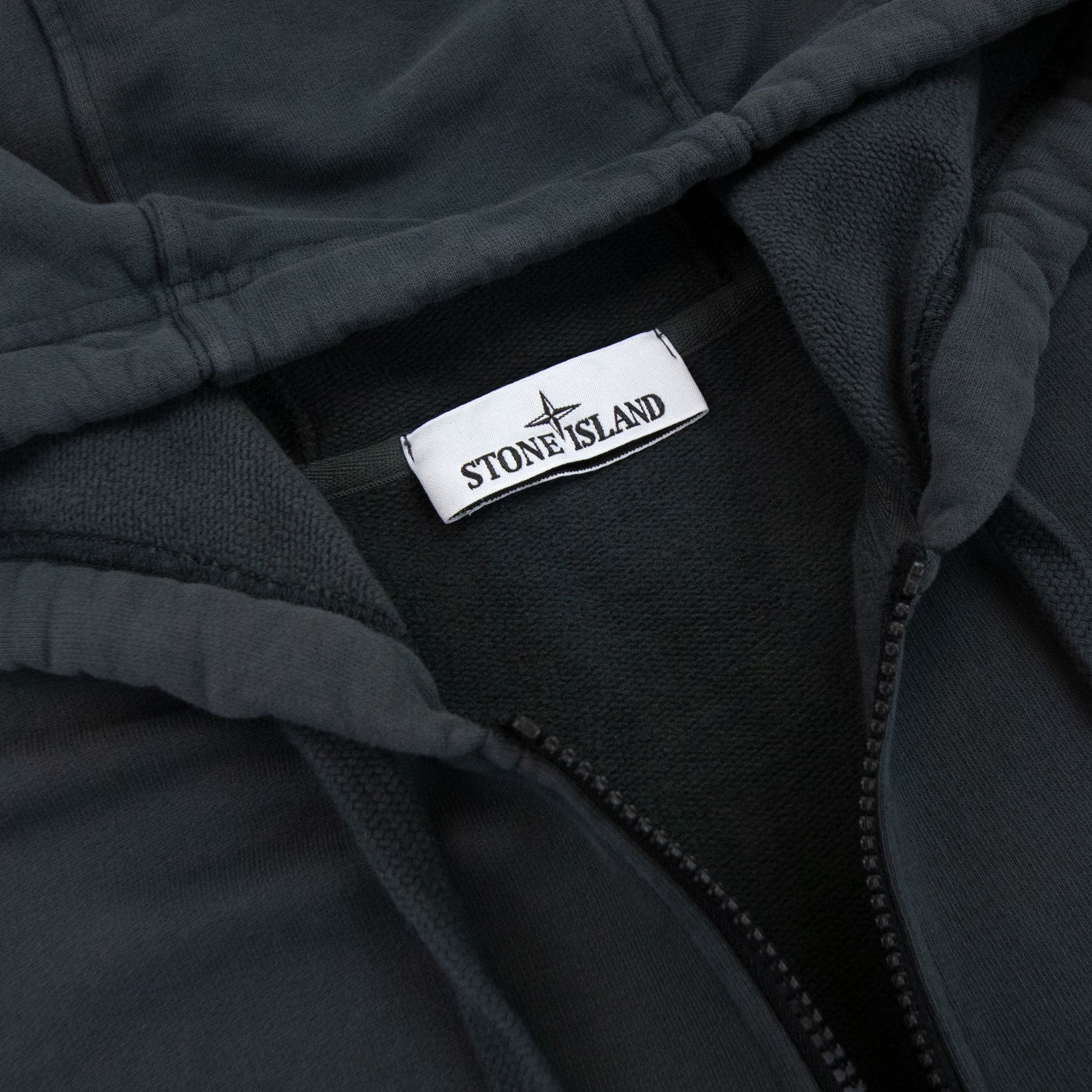 Stone Island 61620 Open Zip Up Hooded Sweatshirt Dark Grey V0062
