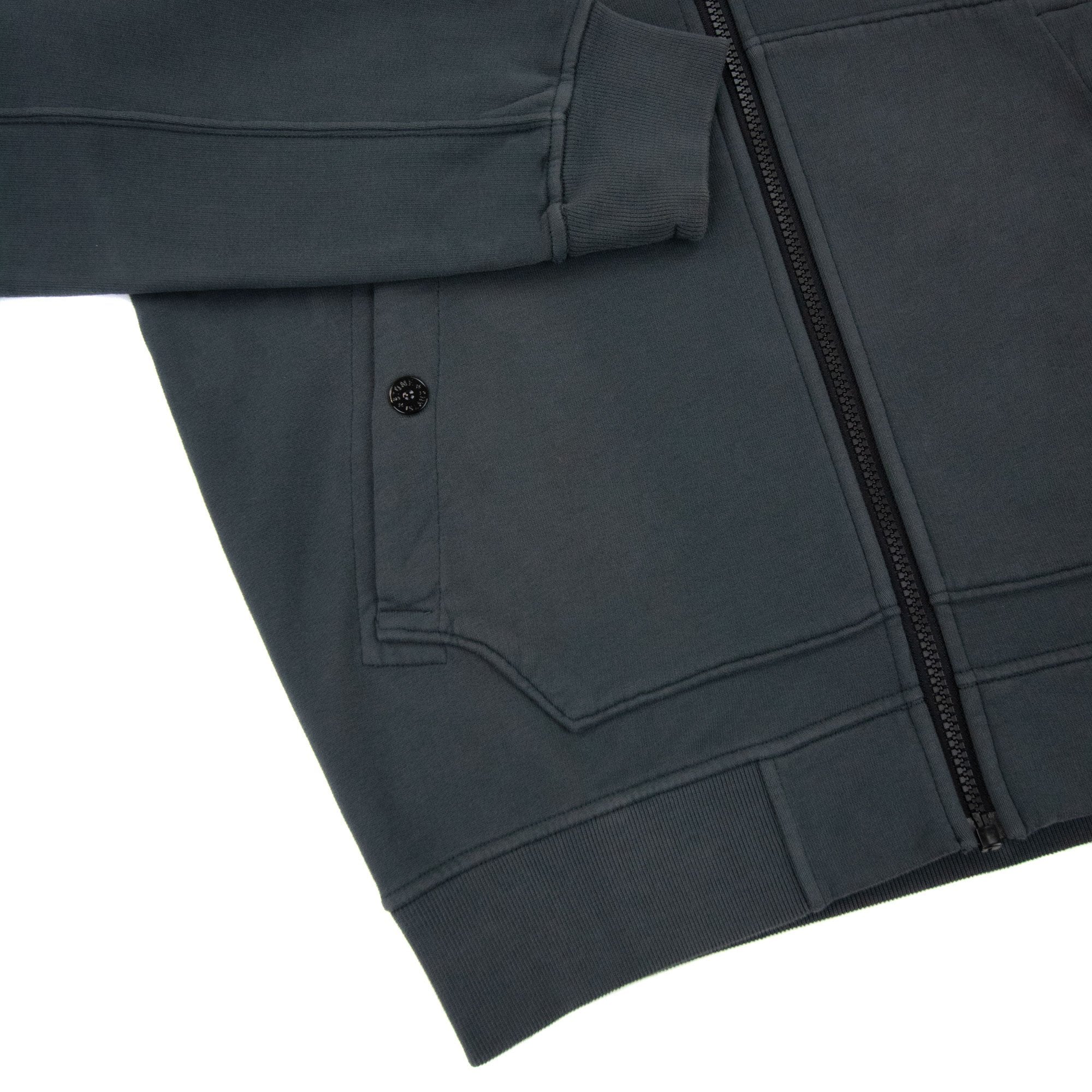 Stone Island 61620 Open Zip Up Hooded Sweatshirt Dark Grey V0062