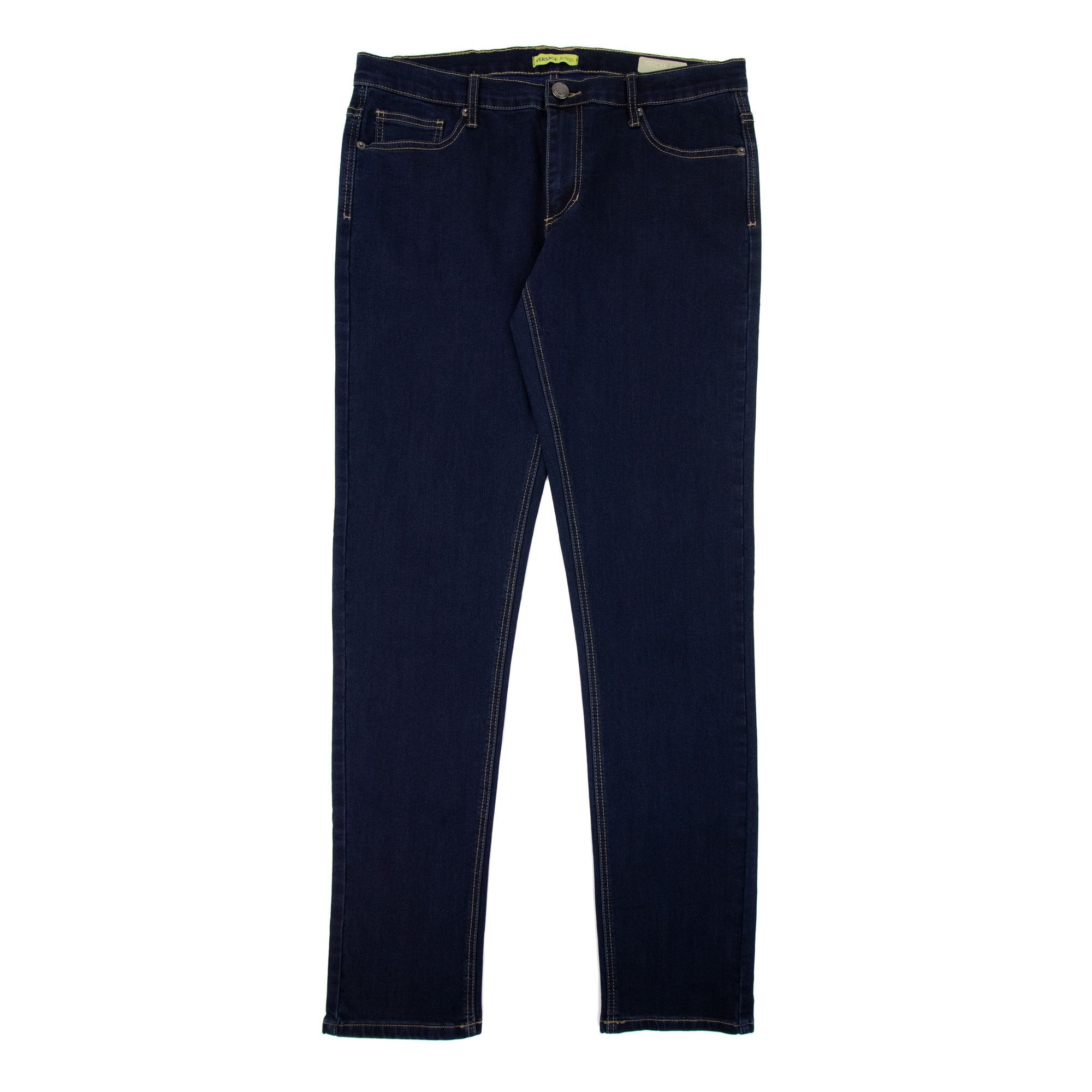 Versace Jeans Circle Metal West Band Logo Denim Jean Denim Blue