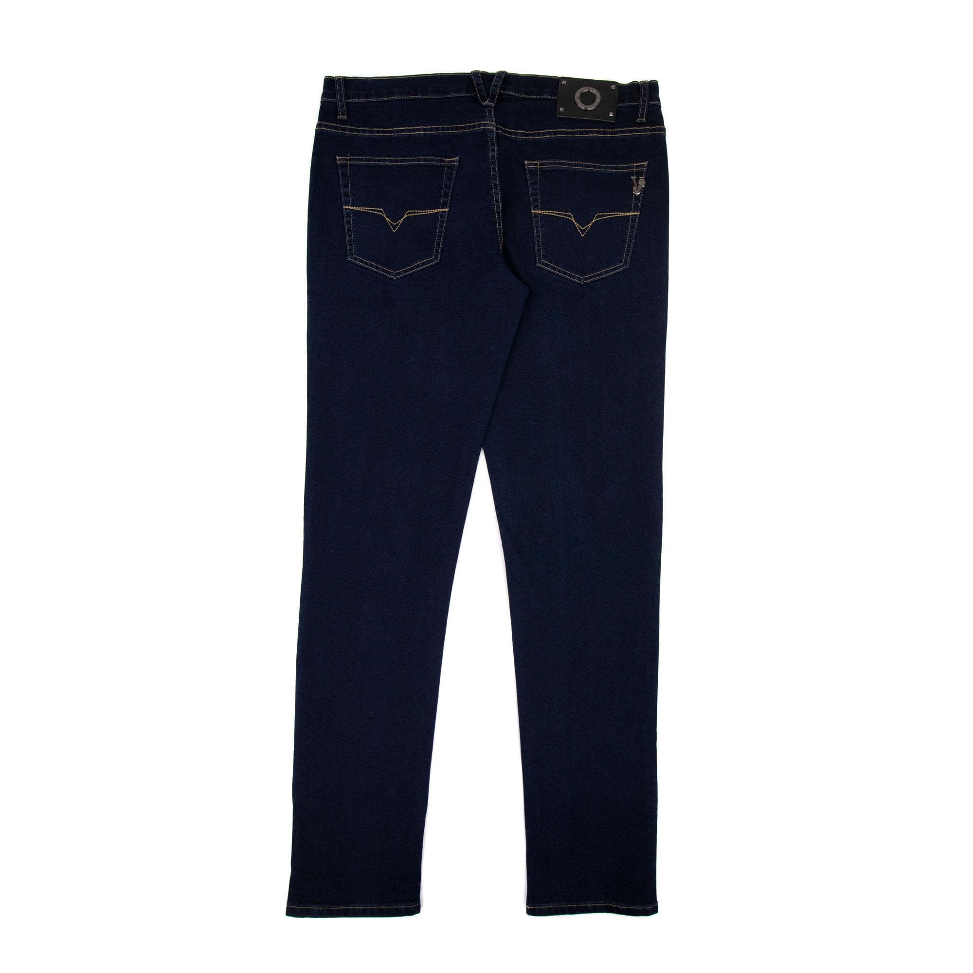 Versace Jeans Circle Metal West Band Logo Denim Jean Denim Blue