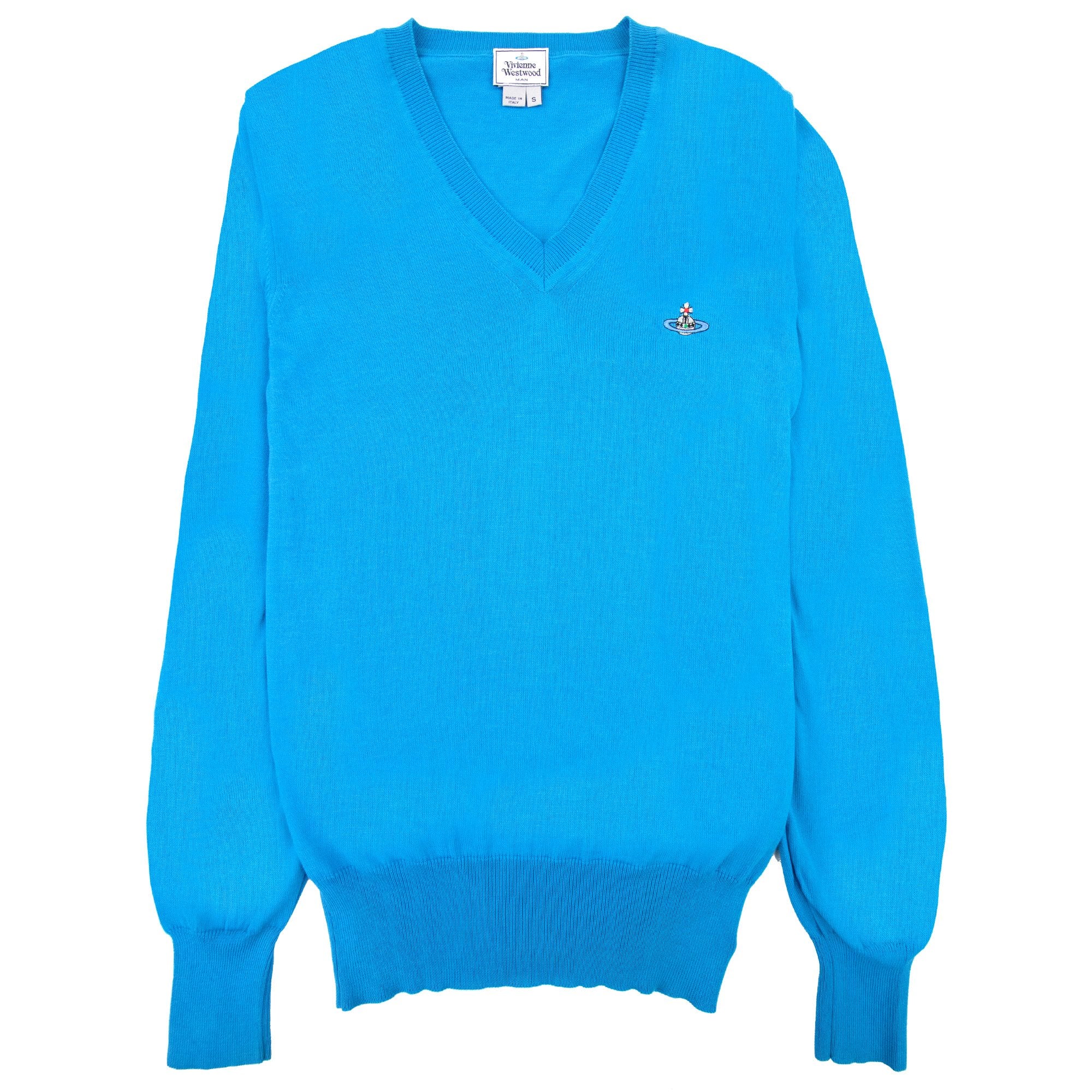 Vivienne Westwood V Neck Knitted Jumper Sky Blue