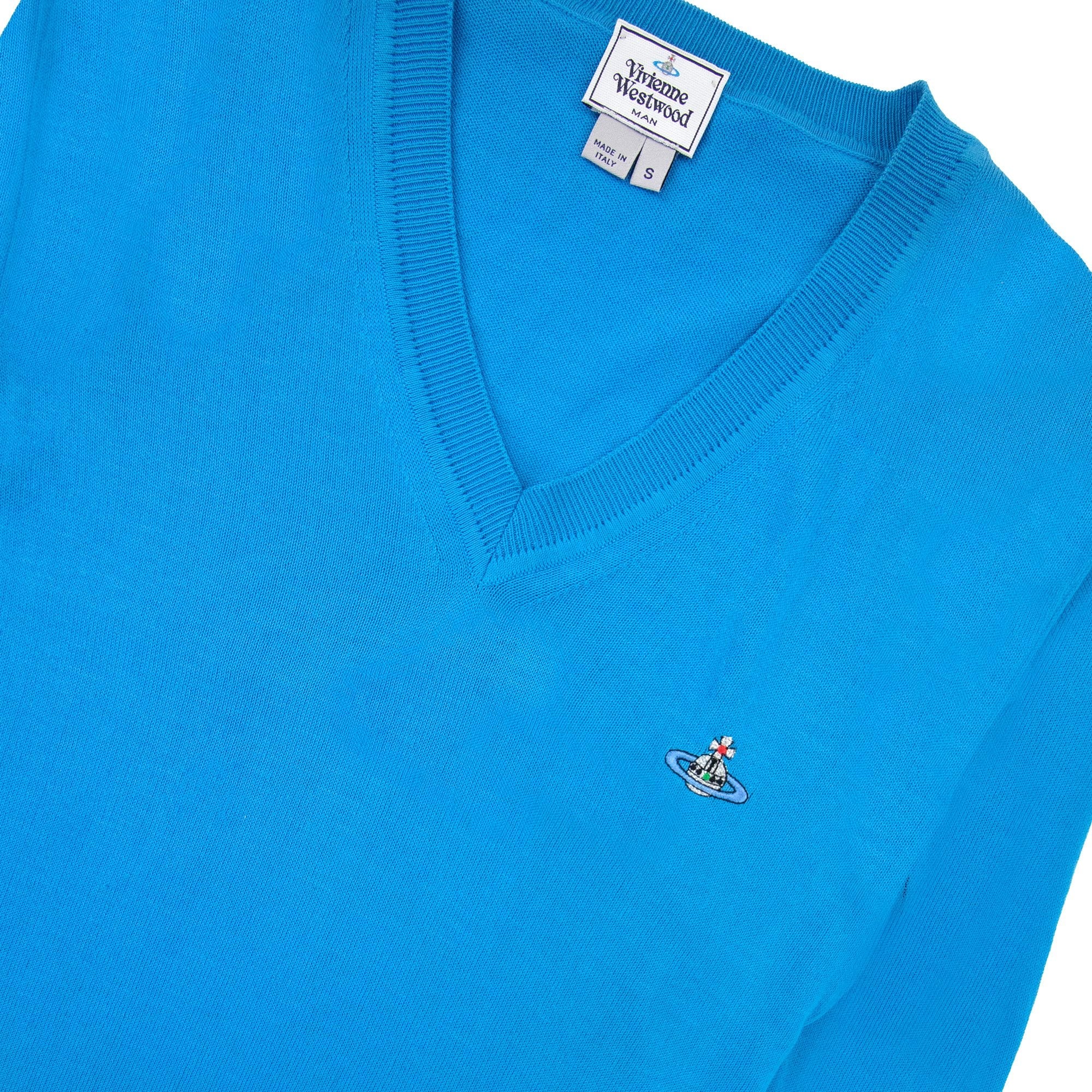 Vivienne Westwood V Neck Knitted Jumper Sky Blue