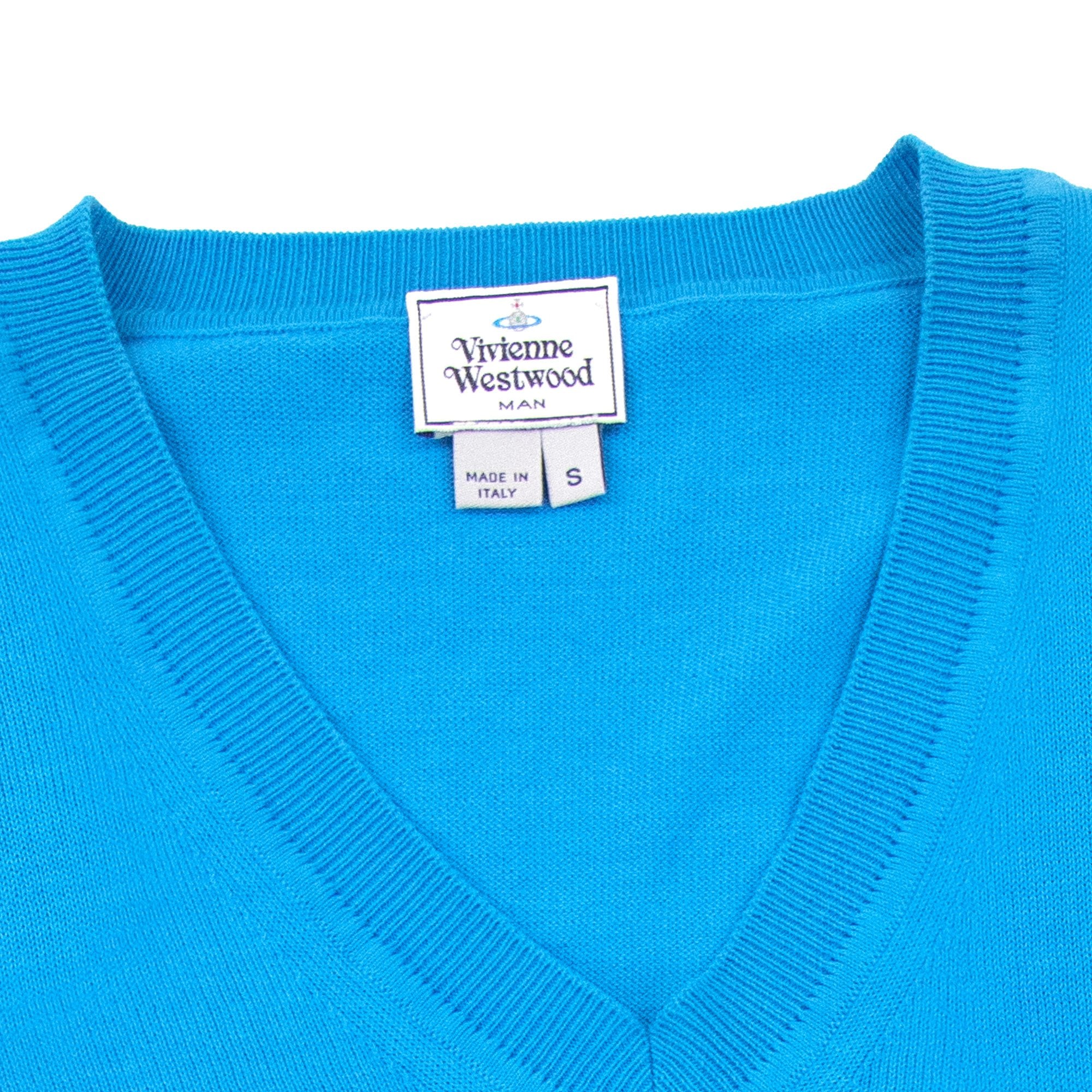 Vivienne Westwood V Neck Knitted Jumper Sky Blue