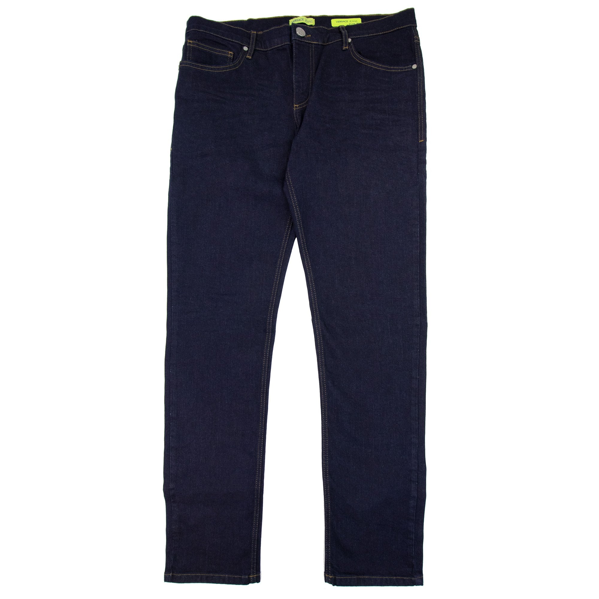 Versace Jeans Gold Embroidred Logo Denim Jeans Dark Denim