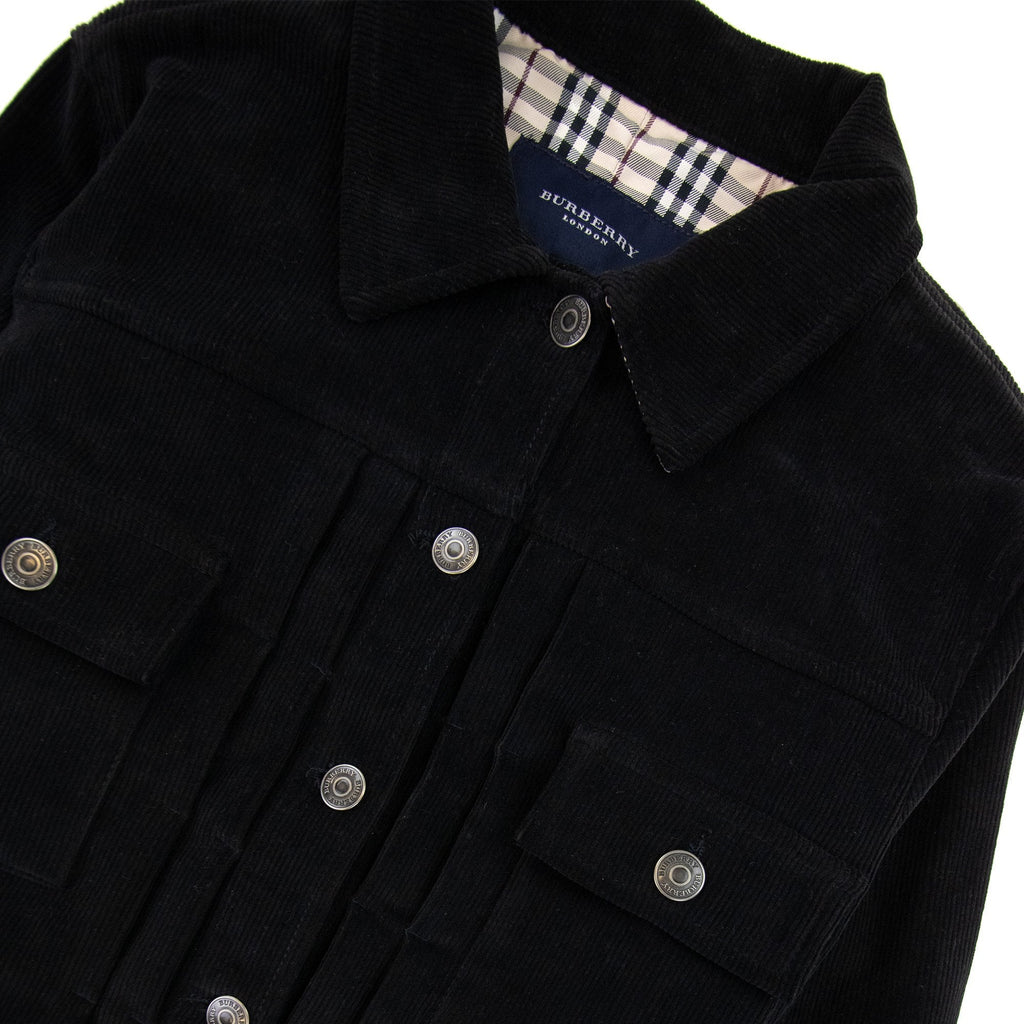 Burberry Woman Farlow Collar Check Denim Jacket Black
