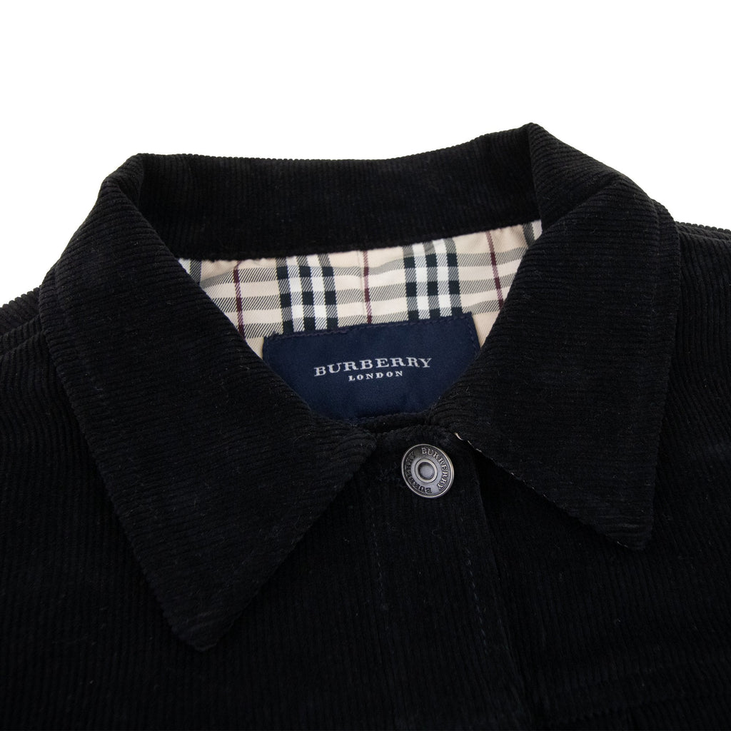 Burberry Woman Farlow Collar Check Denim Jacket Black