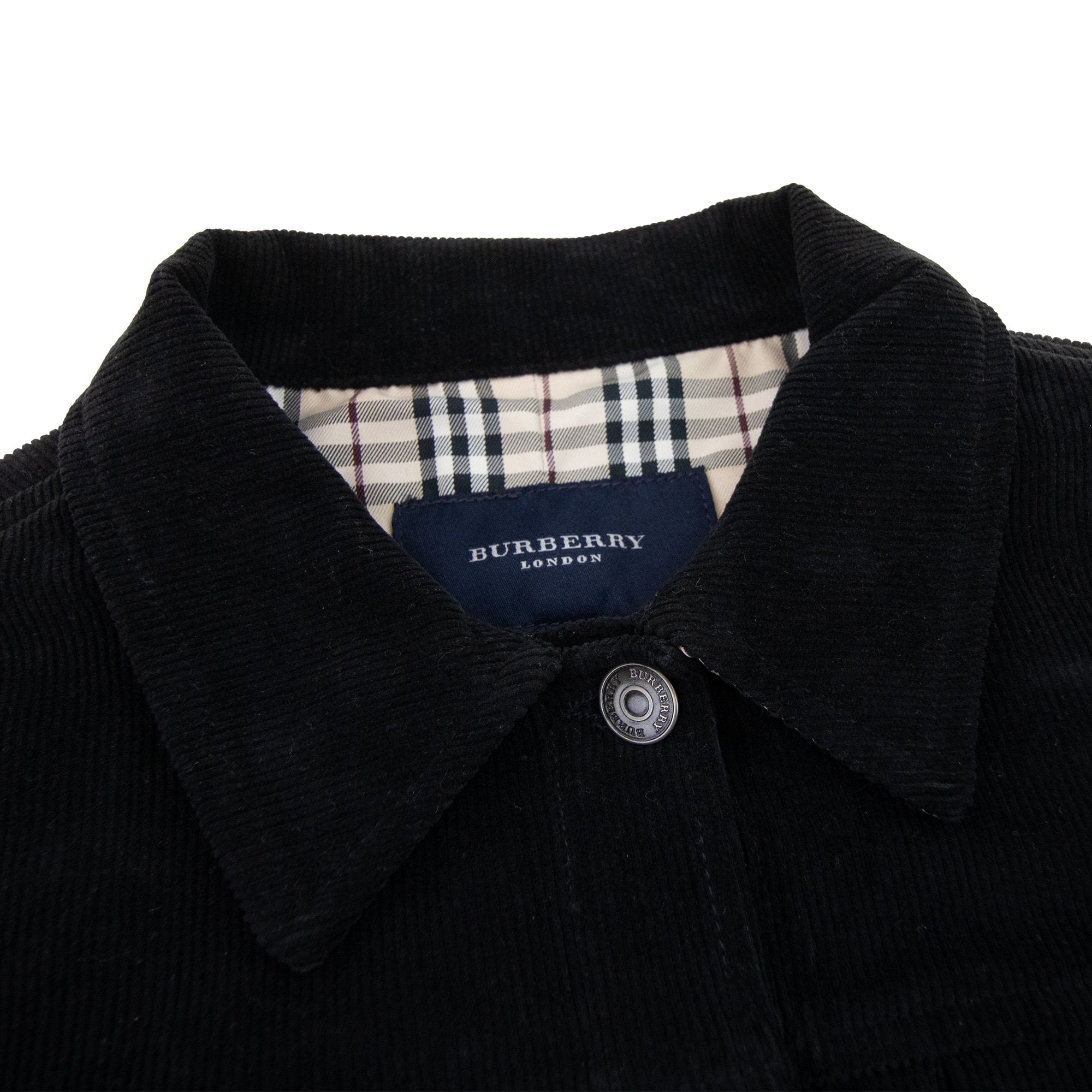 Burberry Woman Farlow Collar Check Denim Jacket Black