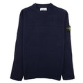 Stone Island 524a3 Ribbed Neckline Lambswool Knitted Sweatshirt Navy V0020