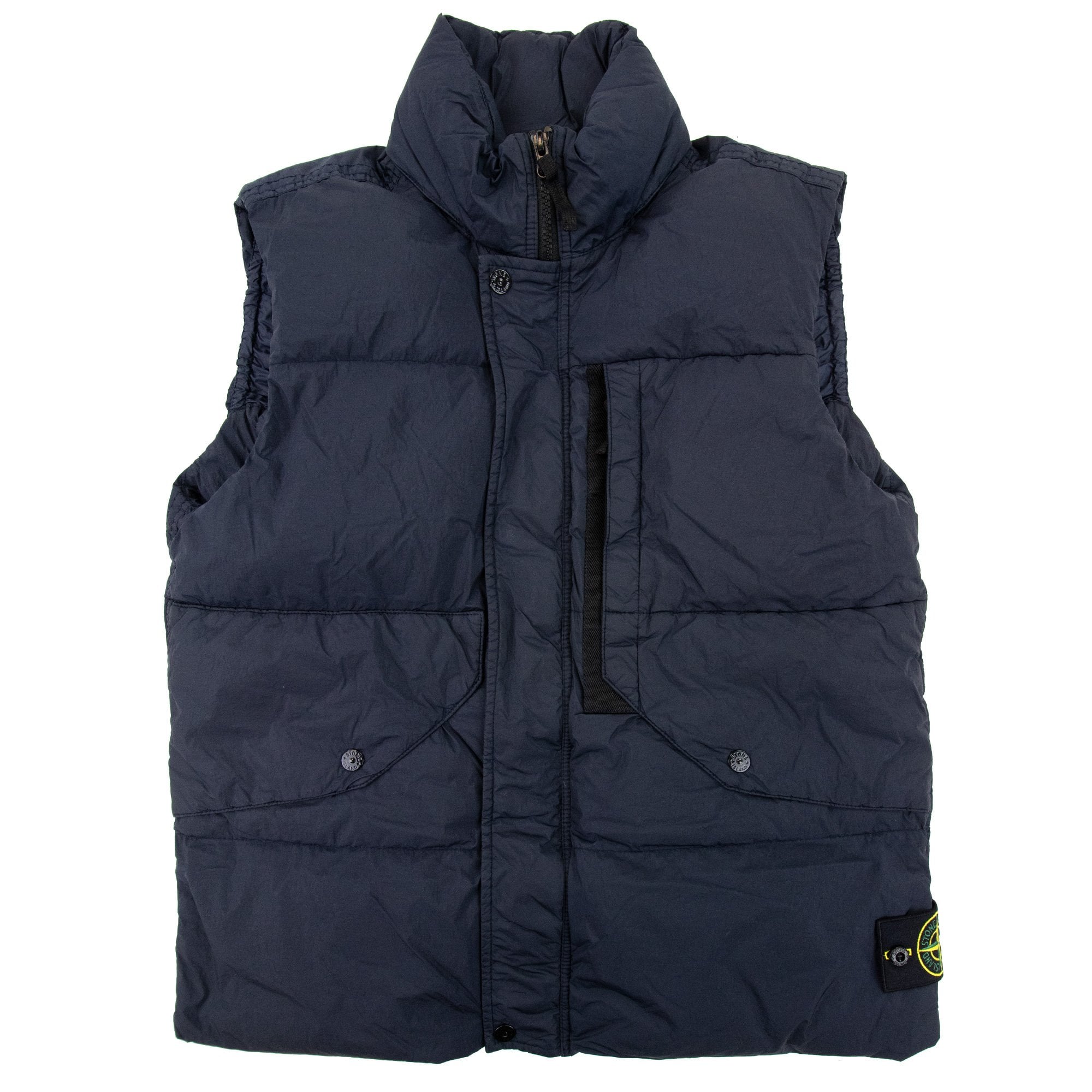 Stone Island G0423 Garment Dyed Crinkle Reps Down Gilet Navy V0020