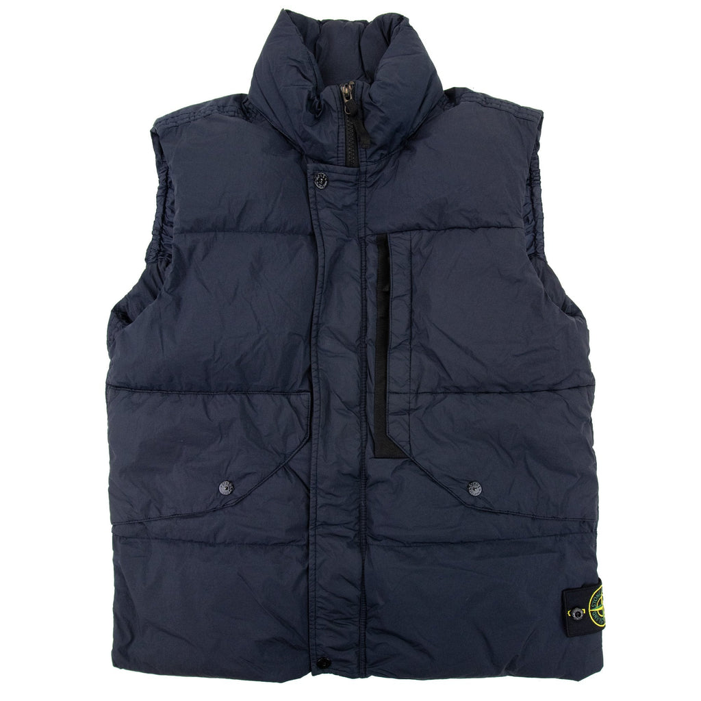 Stone Island G0423 Garment Dyed Crinkle Reps Down Gilet Navy V0020