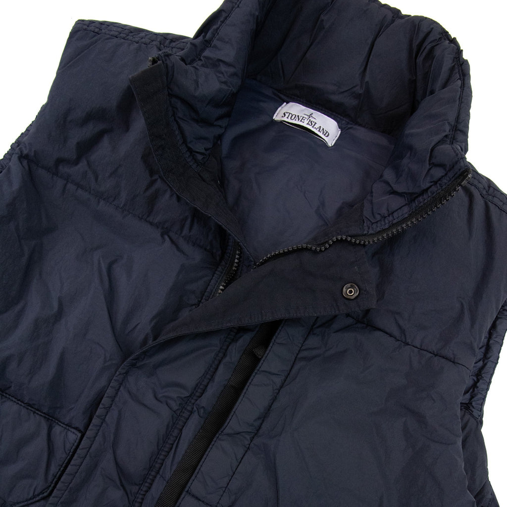 Stone Island G0423 Garment Dyed Crinkle Reps Down Gilet Navy V0020