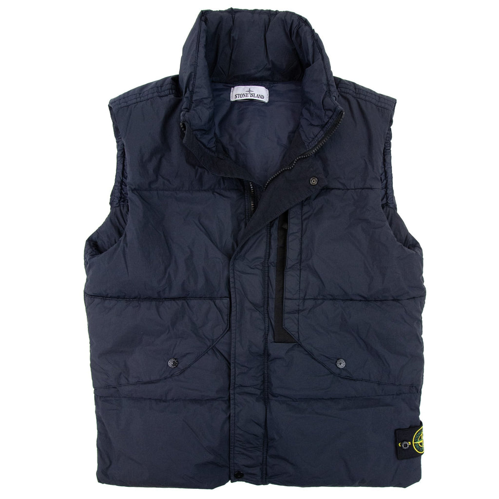 Stone Island G0423 Garment Dyed Crinkle Reps Down Gilet Navy V0020