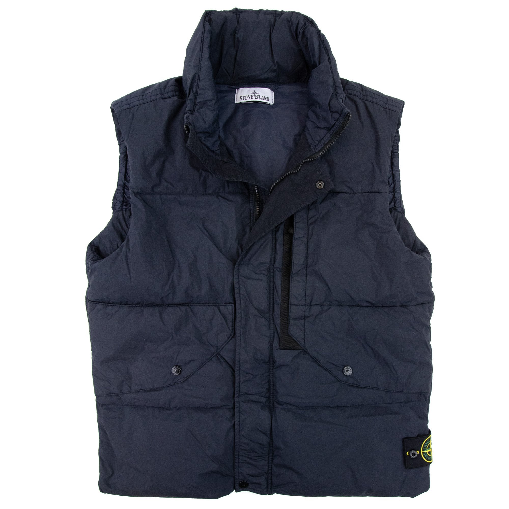 Stone Island G0423 Garment Dyed Crinkle Reps Down Gilet Navy V0020